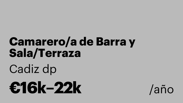 Camarero/a de Barra y Sala/Terraza
