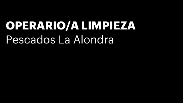 OPERARIO/A LIMPIEZA