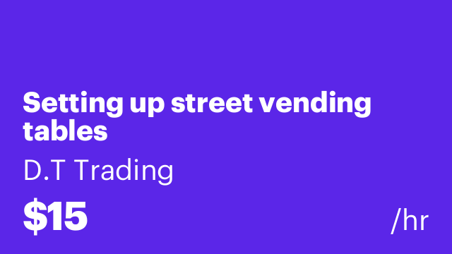 Setting up street vending tables