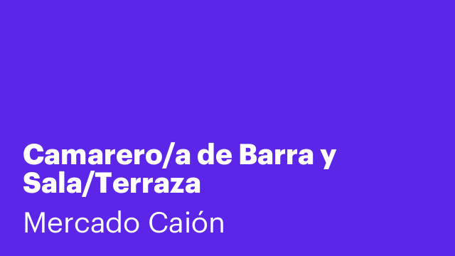 Camarero/a de Barra y Sala/Terraza