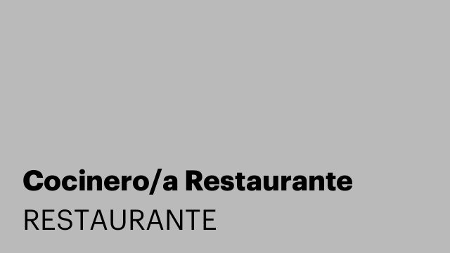 Cocinero/a Restaurante