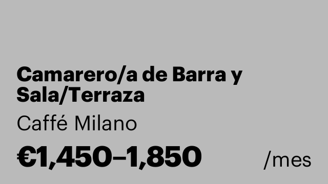 Camarero/a de Barra y Sala/Terraza