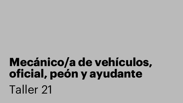 Mecánico/a de vehículos, oficial, peón y ayudante