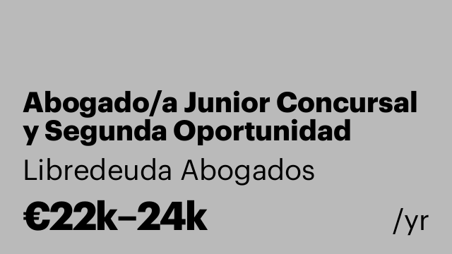 Abogado/a Junior Concursal y Segunda Oportunidad