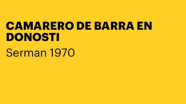 CAMARERO DE BARRA EN DONOSTI