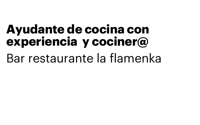 Ayudante de cocina con experiencia  y cocinero/a