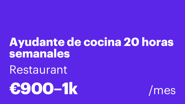 Ayudante de cocina 20 horas semanales