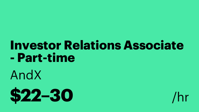 Investor Relations Associate - Part-time