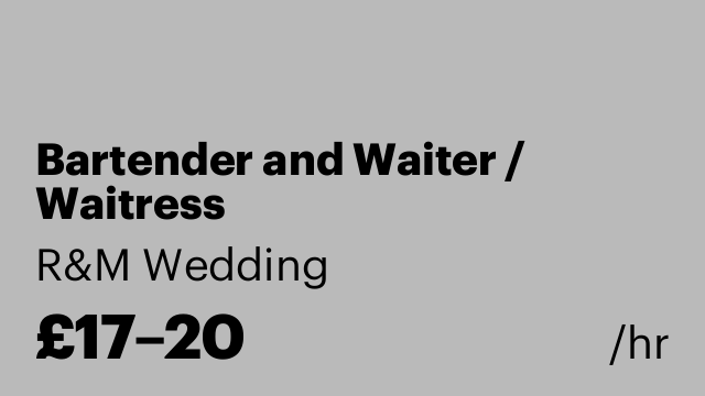 Bartender and Waiter / Waitress