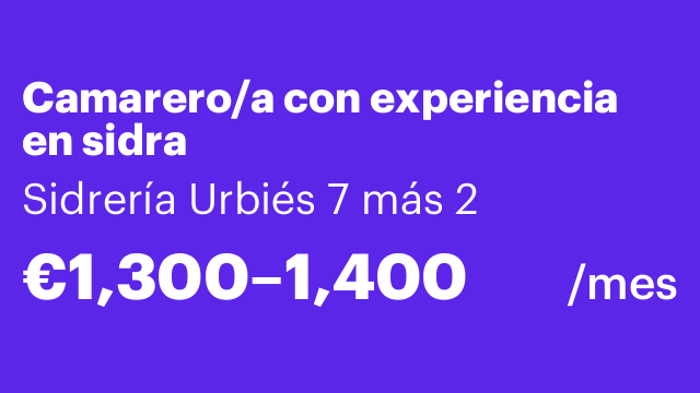 Camarero/a con experiencia en sidra