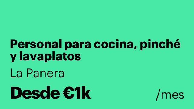 Personal para cocina, pinché y lavaplatos