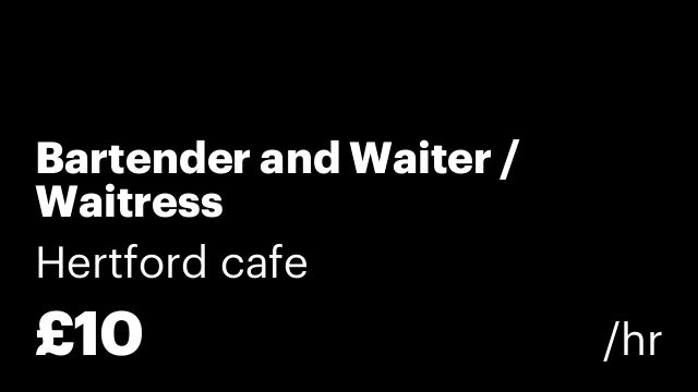 Bartender and Waiter / Waitress