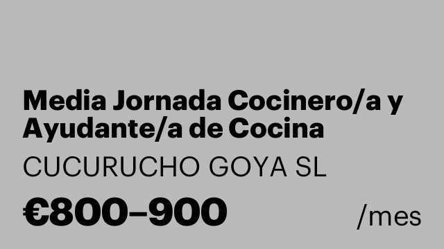 Media Jornada Cocinero/a y Ayudante/a de Cocina