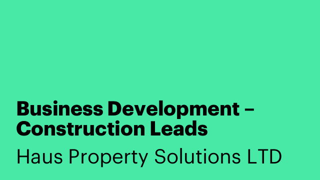 Business Development – Construction Leads (Commission Based)