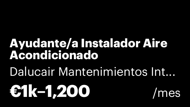 Ayudante/a Instalador Aire Acondicionado