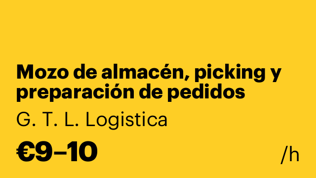 Mozo de almacén, picking y preparación de pedidos