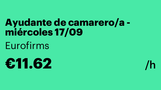 Ayudante de camarero/a - miércoles 17/09