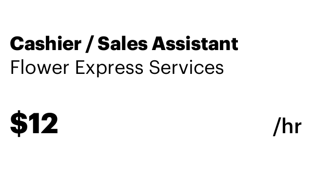 Cashier / Sales Assistant