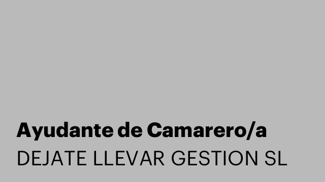 Ayudante de Camarero/a