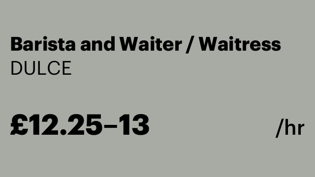 Barista and Waiter / Waitress