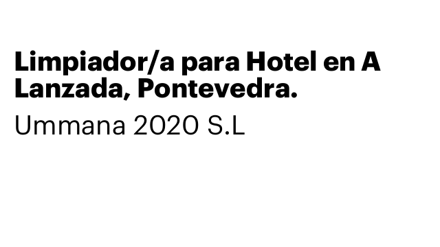 Limpiador/a para Hotel en A Lanzada, Pontevedra.