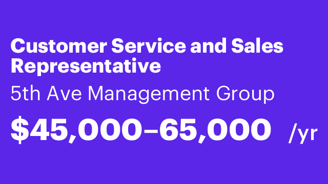 Customer Service and Sales Representative