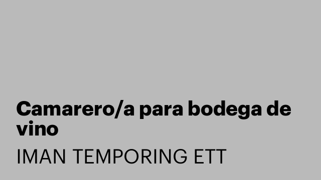 Camarero/a para bodega de vino