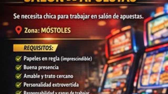Personal para salón de apuestas.