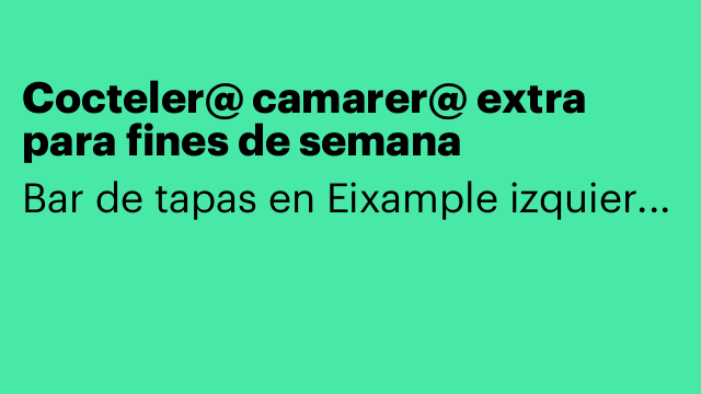 Cocteler@ camarer@ extra para fines de semana