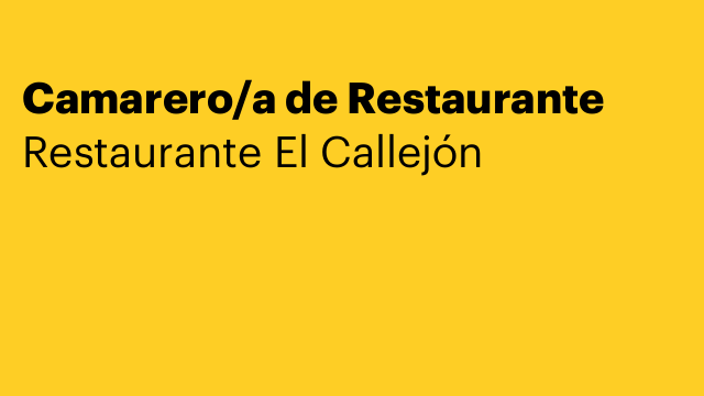 Camarero/a de Restaurante