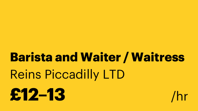 Barista and Waiter / Waitress