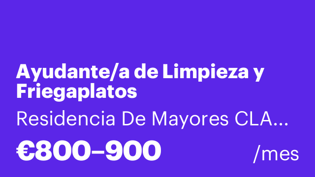 Ayudante/a de Limpieza y Friegaplatos
