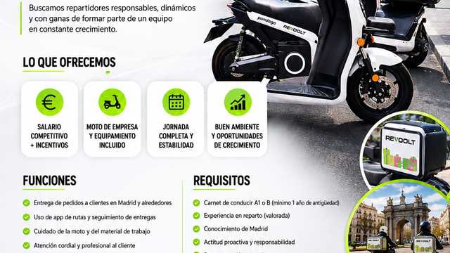 Repartidor con moto de empresa - Madrid Capital