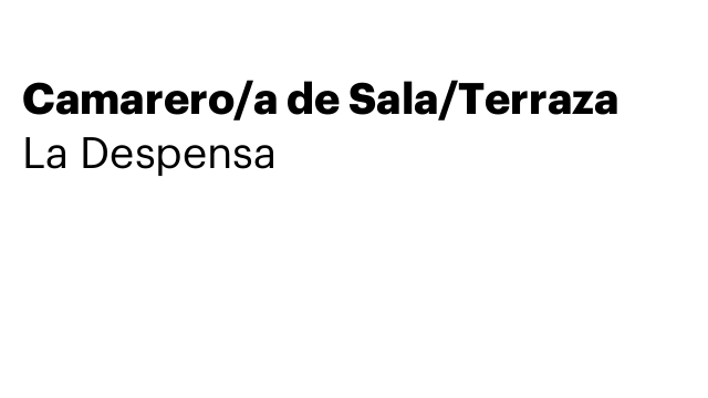 Camarero/a de Sala/Terraza