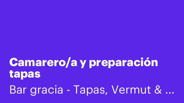 Camarero/a y preparación tapas