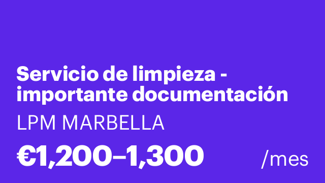 Servicio de limpieza - importante documentación para dar de ALTA en SS