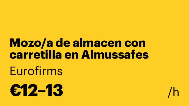 Mozo/a de almacen con carretilla en Almussafes