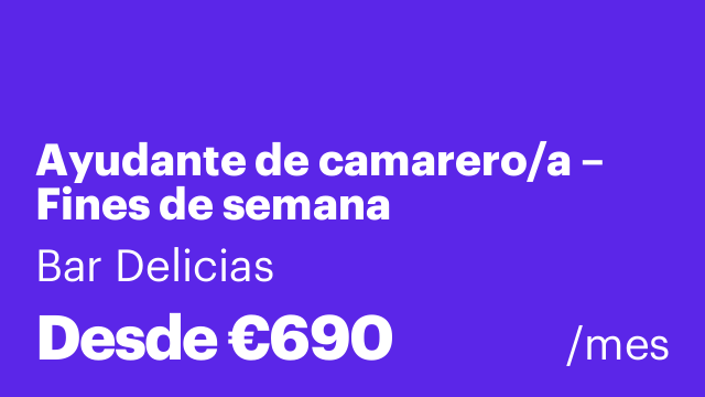 Ayudante de camarero/a – Fines de semana