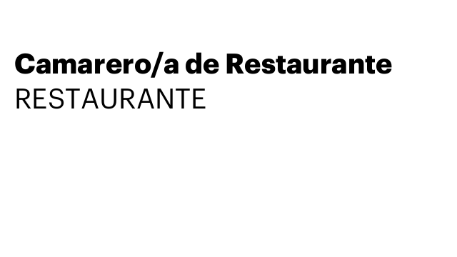 Camarero/a de Restaurante