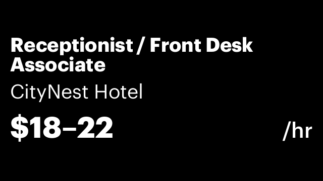Receptionist / Front Desk Associate