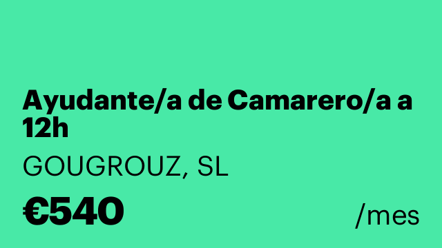 Ayudante/a de Camarero/a a 12h