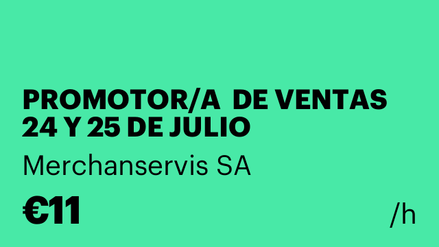 PROMOTOR/A  DE VENTAS 24 Y 25 DE JULIO LANZAROTE