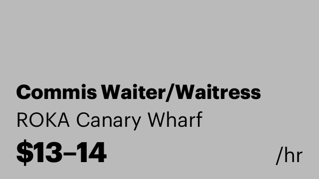 Commis Waiter/Waitress