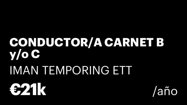 CONDUCTOR/A CARNET B y/o C