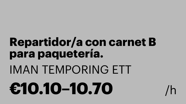 Repartidor/a con carnet B para paquetería.