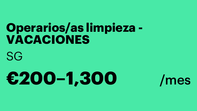 Operarios/as limpieza - VACACIONES