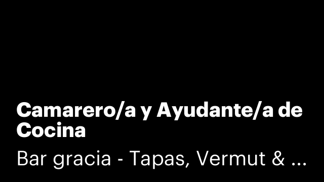 Camarero/a y Ayudante/a de Cocina