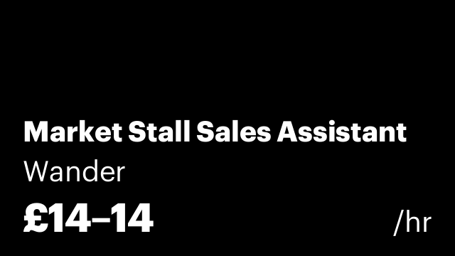 Market Stall Sales Assistant