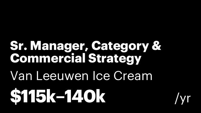 Sr. Manager, Category & Commercial Strategy