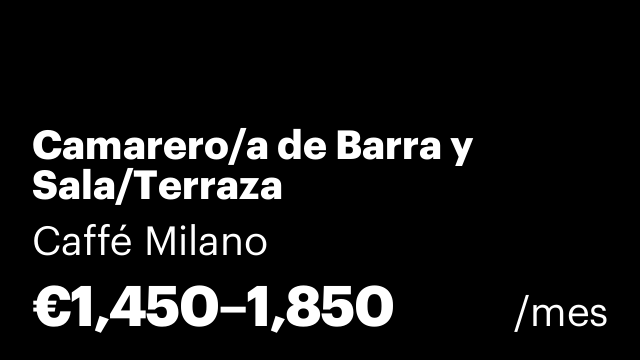 Camarero/a de Barra y Sala/Terraza